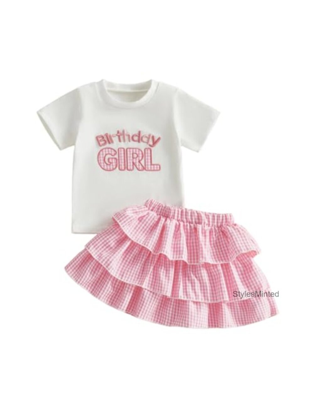 Toddler Girls Birthday Outfit Embroidered Ruffle Top Tutu Skirt Set